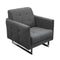Accent Chairs Polyester Upholstered Accent Chair with Button Tufted Seat and Back, Dark Gray and Silver Benzara