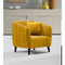 Accent Chairs Polyester Upholstered Accent Chair with Outside Panel Design  and Slanted Wooden Legs, Yellow Benzara