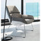 Accent Chairs Polyester Upholstered Accent Chair with Plastic Shell  and Frame, Gray  and White Benzara