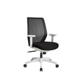 Accent Chairs Polyester Upholstered Swivel office Chair with T Shaped Armrests, Black and White Benzara