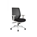 Accent Chairs Polyester Upholstered Swivel office Chair with T Shaped Armrests, Black and White Benzara