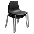 Accent Chairs Polypropylene Accent Chairs with Metal Legs, Set of Four, Black and Chrome Benzara