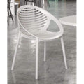 Accent Chairs Polypropylene Accent Chairs with Slatted Seat and Back, Set of Four, White Benzara