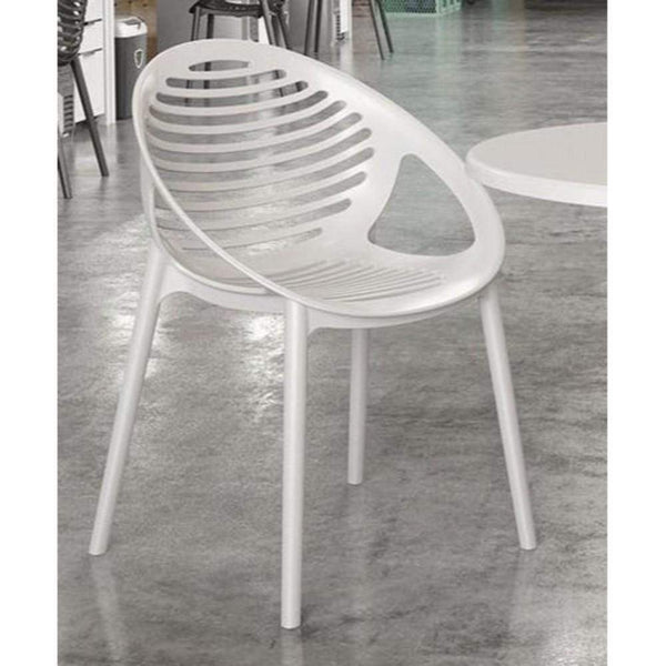 Accent Chairs Polypropylene Accent Chairs with Slatted Seat and Back, Set of Four, White Benzara