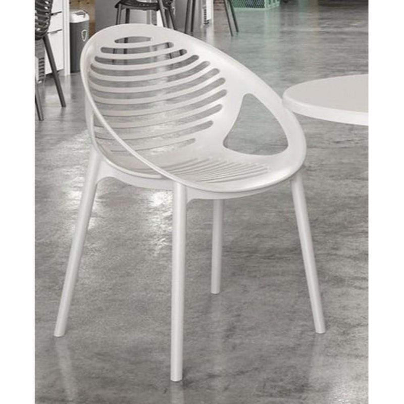 Accent Chairs Polypropylene Accent Chairs with Slatted Seat and Back, Set of Four, White Benzara