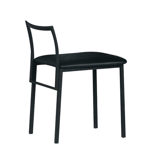 Accent Chairs Polyurethane Upholstered Armless Chair With Metal Tube Back Support, Black Benzara