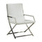 Accent Chairs Polyurethane Upholstered Metal Accent Chair with High Backrest, White and Silver Benzara