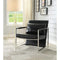 Accent Chairs Polyurethane Upholstered Metal Accent Chair with Pillow, Black and Silver Benzara