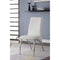 Accent Chairs Polyurethane Upholstered Metal Side Chair, Set of Two, White and Silver Benzara