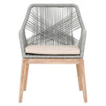 Accent Chairs Rope Weave Design Arm Chair With One Loose Cushion, Gray And Brown, Set Of Two Benzara