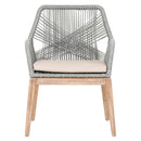 Accent Chairs Rope Weave Design Arm Chair With One Loose Cushion, Gray And Brown, Set Of Two Benzara