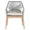 Accent Chairs Rope Weave Design Arm Chair With One Loose Cushion, Gray And Brown, Set Of Two Benzara