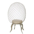 Accent Chairs Round Netted Back Metal Accent Chair, Silver Benzara