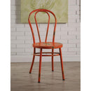 Accent Chairs Set of Two Metal Side Chairs with Distressed Rubbing Accents, Antique Orange Benzara
