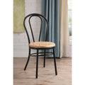 Accent Chairs Set of Two Wood & Metal Side Chairs, Black & Natural Wood Brown Benzara