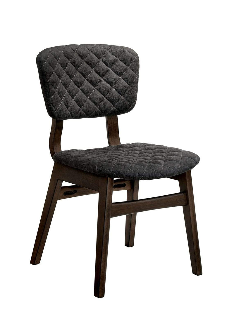 Accent Chairs Solid Wood and Fabric Master Chairs with Fin Style Legs ,Pack of Two, Gray and Brown Benzara