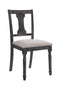 Accent Chairs Solid Wood Side Chair with Fabric Upholstered Seat and Urn Backrest , Gray and Black, Pack of Two Benzara