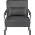 Accent Chairs Stainless Steel Framed Accent Chair with Diamond Tufted Velvet Upholstery, Dusk Gray and Silver Benzara