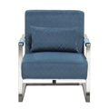 Accent Chairs Stainless Steel Framed Accent Chair with Diamond Tufted Velvet Upholstery, Royal Blue and Silver Benzara