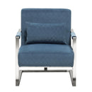 Accent Chairs Stainless Steel Framed Accent Chair with Diamond Tufted Velvet Upholstery, Royal Blue and Silver Benzara