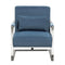 Accent Chairs Stainless Steel Framed Accent Chair with Diamond Tufted Velvet Upholstery, Royal Blue and Silver Benzara