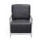 Accent Chairs Stainless Steel Framed Leatherette Accent Chair with Sleek Armrest, Black and Silver Benzara