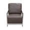 Accent Chairs Stainless Steel Framed Leatherette Accent Chair with Sleek Armrest, Gray and Silver Benzara