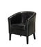 Accent Chairs Stitched Wooden Club Chair with Faux Leather Upholstery, Black Benzara
