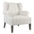 Accent Chairs Stripped Pattern Fabric Upholstered Wooden Accent Chair with Wing Back, Multicolor Benzara