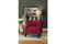 Transitional Polyester Upholstered Button Tufted Accent Chair with Nail Head Trim, Red