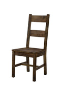 Transitional Style Solid Wood Side Chair with Block Legs, Pack of Two, Brown