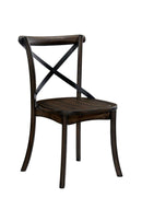 Accent Chairs Transitional Style Solid Wood Side Chair with Curled Legs, Pack of Two, Brown Benzara