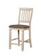 Accent Chairs Transitional Style Solid Wood Side Chair with Fabric Upholstered Seat, White and Gray, Pack of Two Benzara