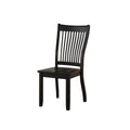 Transitional Style Wooden Side Chair with Slatted Backrest, Set of 2, Black