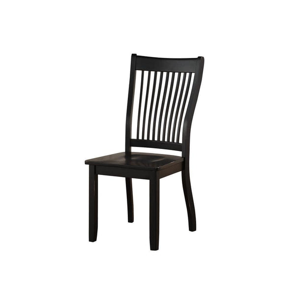 Transitional Style Wooden Side Chair with Slatted Backrest, Set of 2, Black