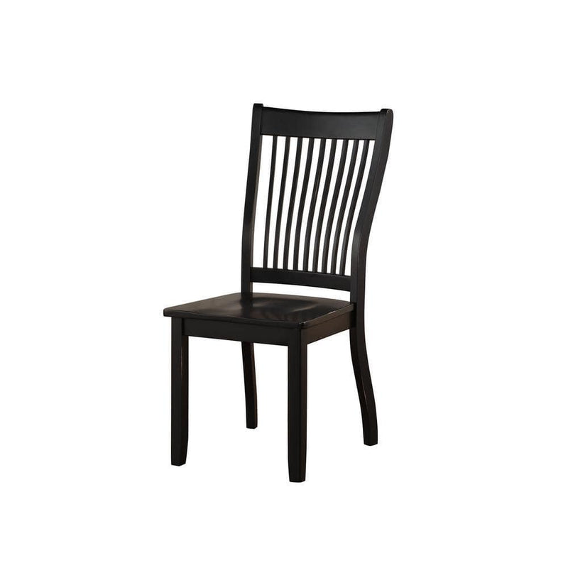 Transitional Style Wooden Side Chair with Slatted Backrest, Set of 2, Black