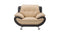 Two Toned Leather Upholstered Wooden Chair with Pillow Top Armrests and Steel Legs, Yellow and Brown