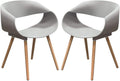 Accent Chairs Uniquely Designed Accent Chairs with Four Wooden Dowel Legs, Gray and Brown, Pack of Two Benzara