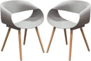 Accent Chairs Uniquely Designed Accent Chairs with Four Wooden Dowel Legs, Gray and Brown, Pack of Two Benzara