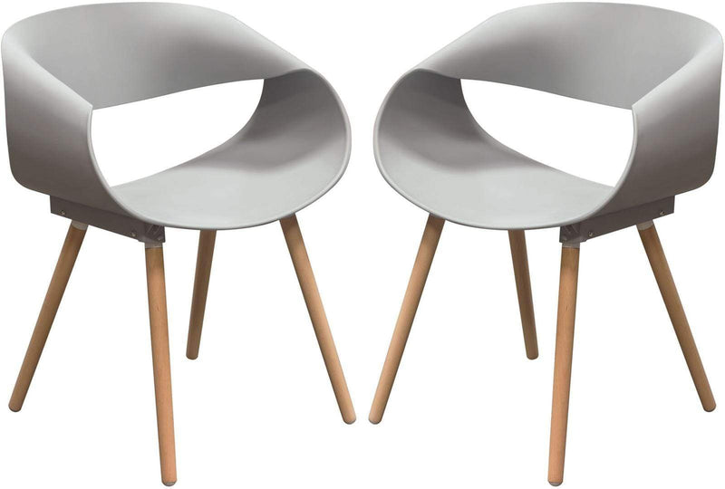 Accent Chairs Uniquely Designed Accent Chairs with Four Wooden Dowel Legs, Gray and Brown, Pack of Two Benzara