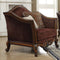 Upholstered Chair With Arched Backrest And Two Pillows In Antique Oak Finish