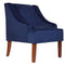 Accent Chairs Velvet Fabric Upholstered Wooden Accent Chair with Swooping Armrests, Blue and Brown Benzara