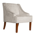 Accent Chairs Velvet Fabric Upholstered Wooden Accent Chair with Swooping Armrests, Gray and Brown Benzara