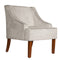 Accent Chairs Velvet Fabric Upholstered Wooden Accent Chair with Swooping Armrests, Gray and Brown Benzara