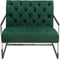 Accent Chairs Velvet Upholstered Button Tufted Accent Chair with Stainless Steel Sled Base, Green and Silver Benzara