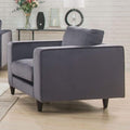 Accent Chairs Velvet Upholstered Chair With Tapered Legs, Gray Benzara