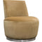 Accent Chairs Velvet Upholstered Swivel Accent Chair with Stainless Steel Base, Brown and Silver Benzara