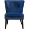 Accent Chairs Velvet Upholstered Wooden Accent Chair with Button Tufting and Wooden Legs, Blue and Brown Benzara