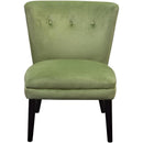 Accent Chairs Velvet Upholstered Wooden Accent Chair with Button Tufting and Wooden Legs, Green and Brown Benzara