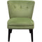 Accent Chairs Velvet Upholstered Wooden Accent Chair with Button Tufting and Wooden Legs, Green and Brown Benzara